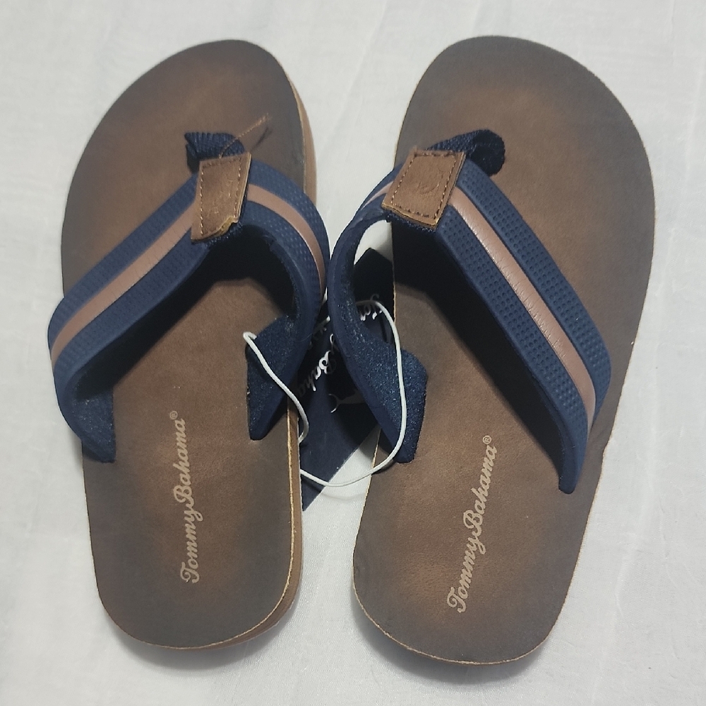Tommy Bahama Kids Navy and Brown Flip Flops